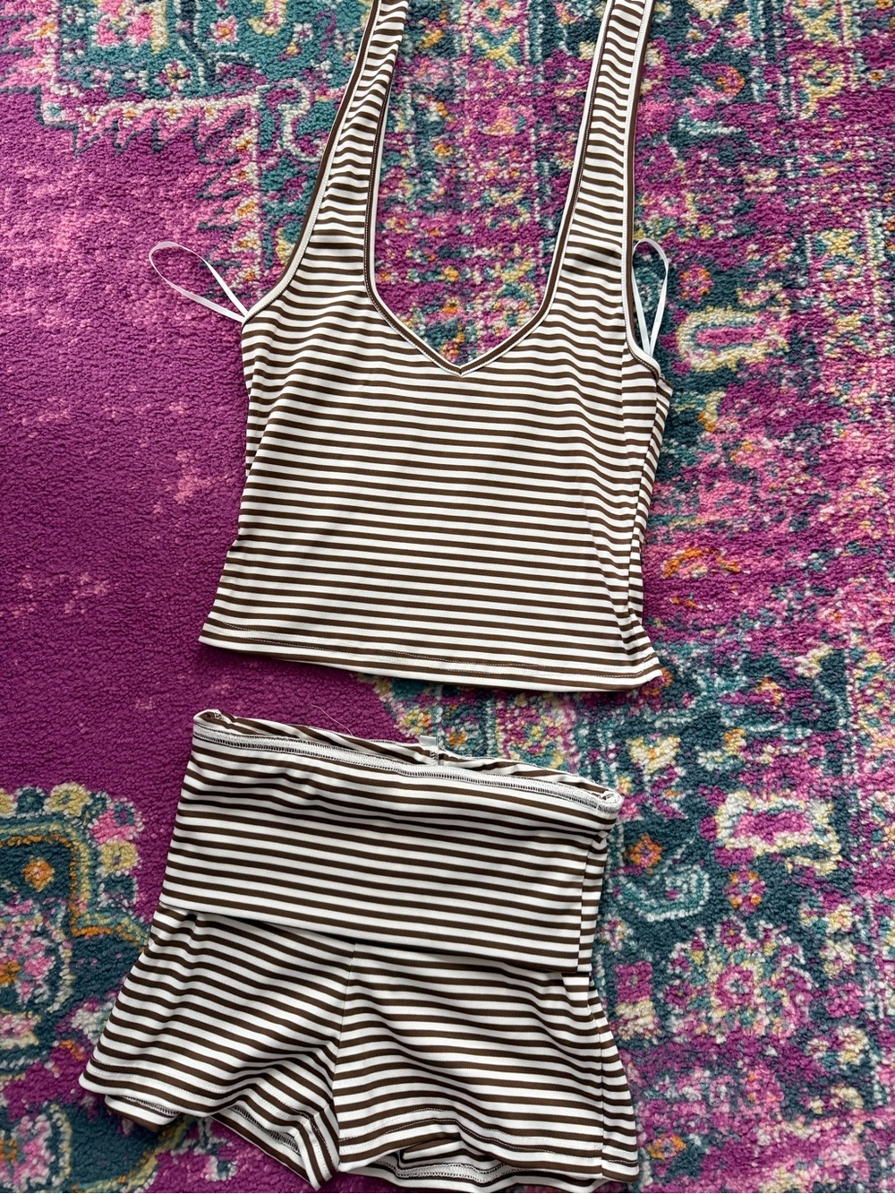Striped Brown & White Tank Top - Classic Summer Layering